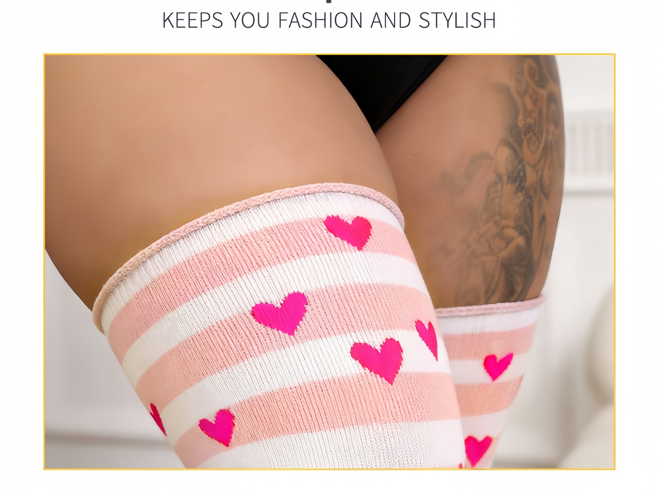 Plus Size Thigh High Socks For Women - Stretchy Polka Dot Over Knee Stockings